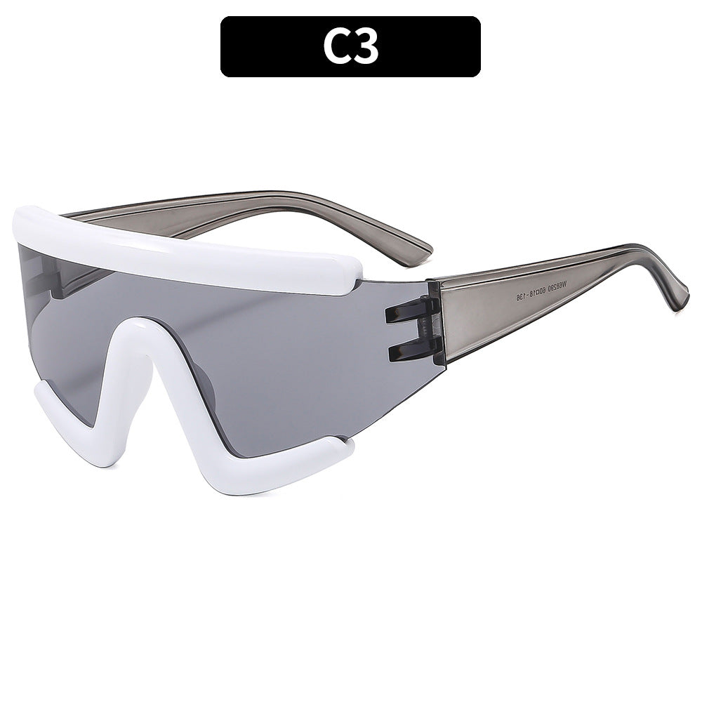 Trendy Oversized Cycling Sunglasses UV400 Protection Fashionable Eyewear