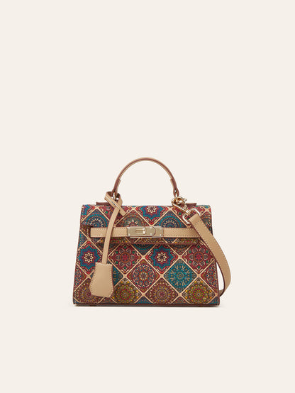 Trendy Ethnic Print Cork Crossbody Bag Stylish Vintage Handbag