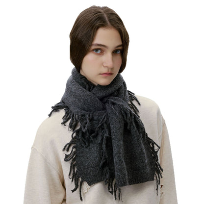 Knitted Tassel Wool Blend Scarf - Soft Casual Unisex Neck Warmer