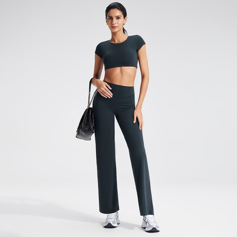 Backless Sports T-Shirt Set with Removable Pads for Women