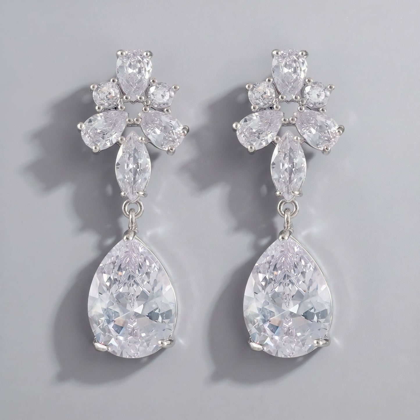 Vintage Floral Alloy Rhinestone Earrings Elegant Daily Drops