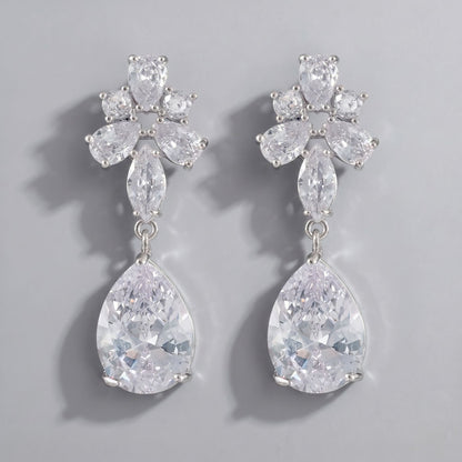 Vintage Floral Alloy Rhinestone Earrings Elegant Daily Drops