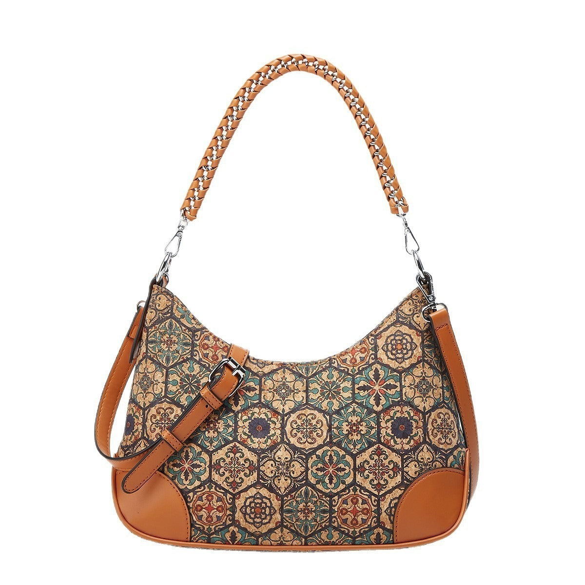 Trendy Ethnic-Inspired Cork Shoulder Bag