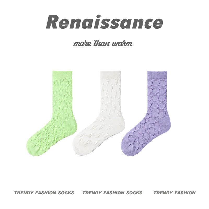 Mid Calf Vintage Gradient Cotton Socks