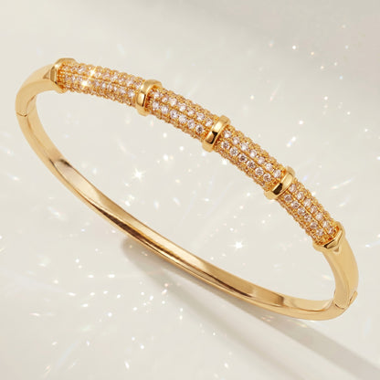 High-End Zirconia Stone Bangle with Nail Design for Weddings and Parties