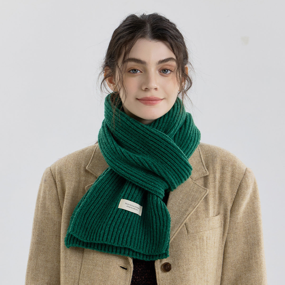 Solid Color Knitted Scarf for Women and Men