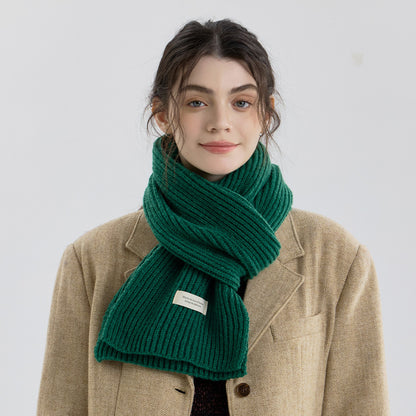 Solid Color Knitted Scarf for Women and Men