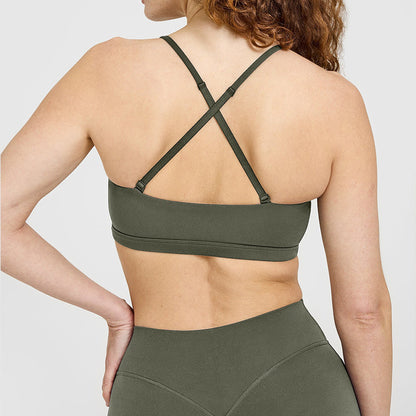 Women's Sports Bra Cross Back Athletic Top for Running and Yoga