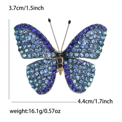 Alloy Butterfly Brooch with Rhinestones for Women's Elegant Outerwear