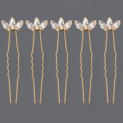 Handcrafted Pearl Hairpins With Rhinestones For Weddings