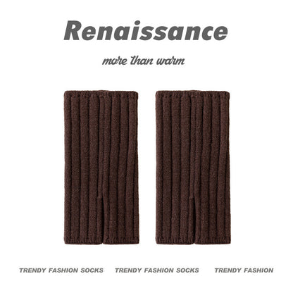Calf Socks Solid Acrylic Breathable Casual