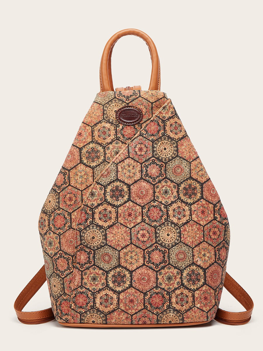 Ethnic Style Multi-Functional Cork Backpack for Casual Travel
