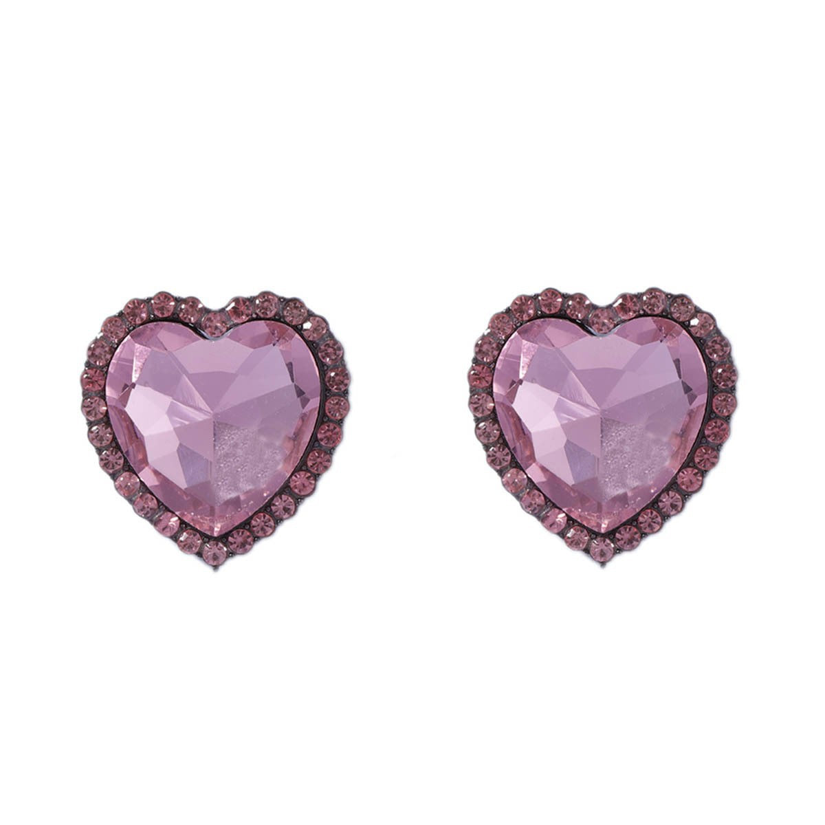 Alloy Heart Crystal Stud Earrings Vintage Luxe
