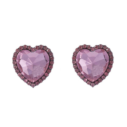 Alloy Heart Crystal Stud Earrings Vintage Luxe