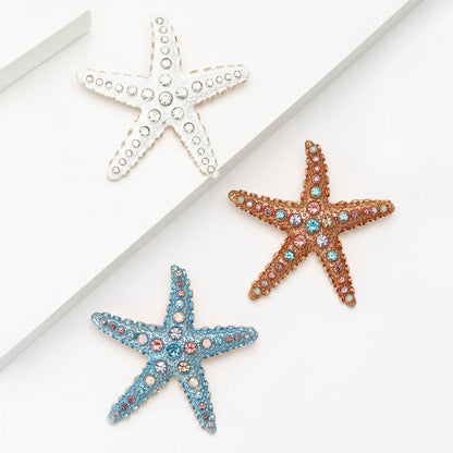 Tropical Starfish Brooch Alloy Rhinestone Pin Fashion Accessory