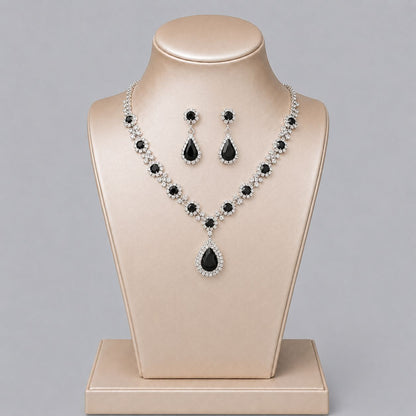 Elegant Crystal Jewelry Set with Necklace and Earrings for Parties