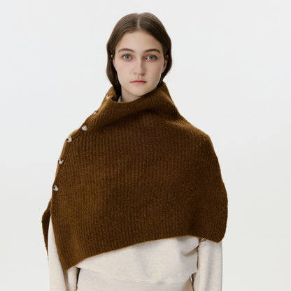 Chic High-Neck Button Neck Warmer Cozy Knit Scarf