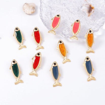Stud Earrings Koi Fish Alloy Vintage Chic Everyday