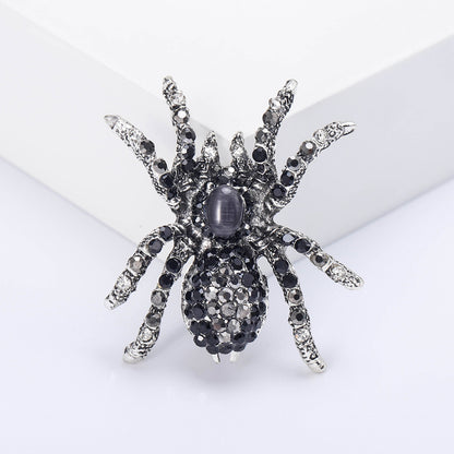 Vintage Spider Brooch with Rhinestones for Men