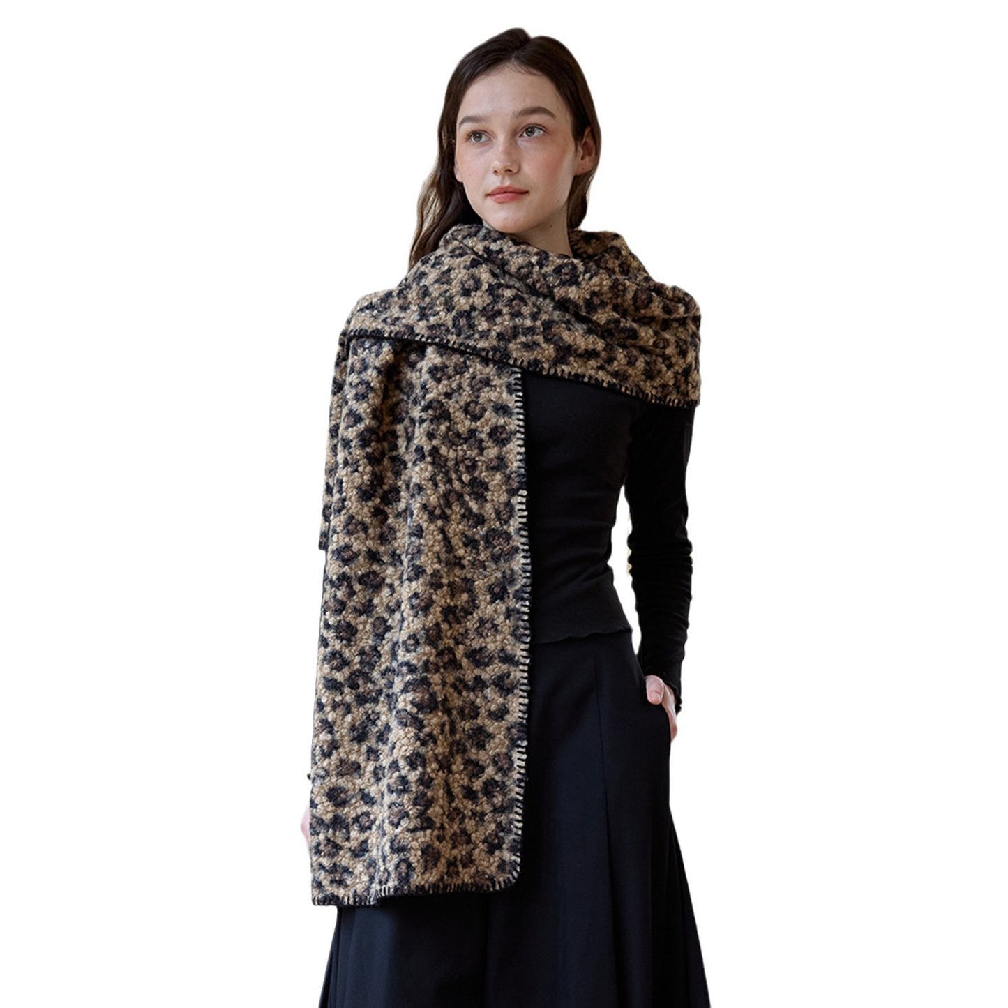 New Double-Sided Printed Leopard Print Scarf for Women - Stylish and Versatile
