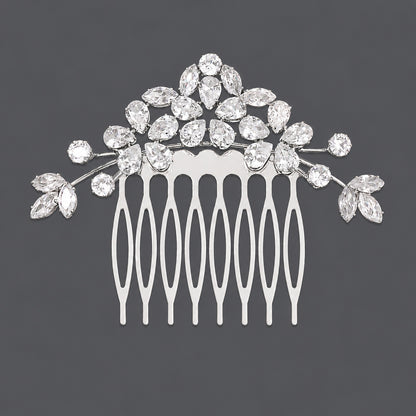 Vintage Floral Zircon Hair Comb Elegant Bridal Headpiece