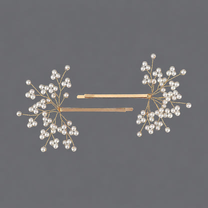 Elegant Floral Hair Clips with Pearl and Rhinestone Accents