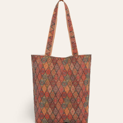 Fashionable Multifunctional Retro Print Cork Shoulder Tote Bag