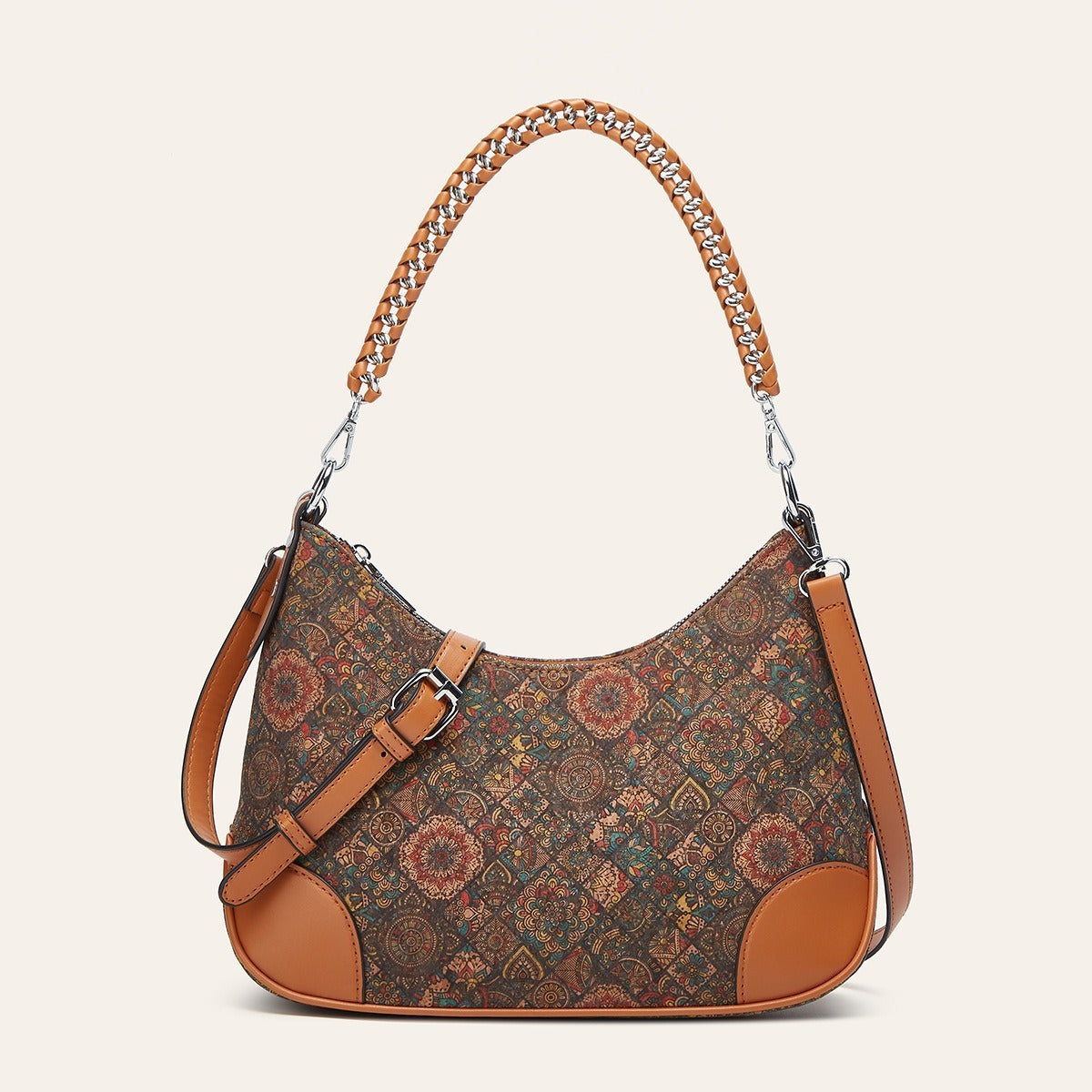 Trendy Ethnic-Inspired Cork Shoulder Bag