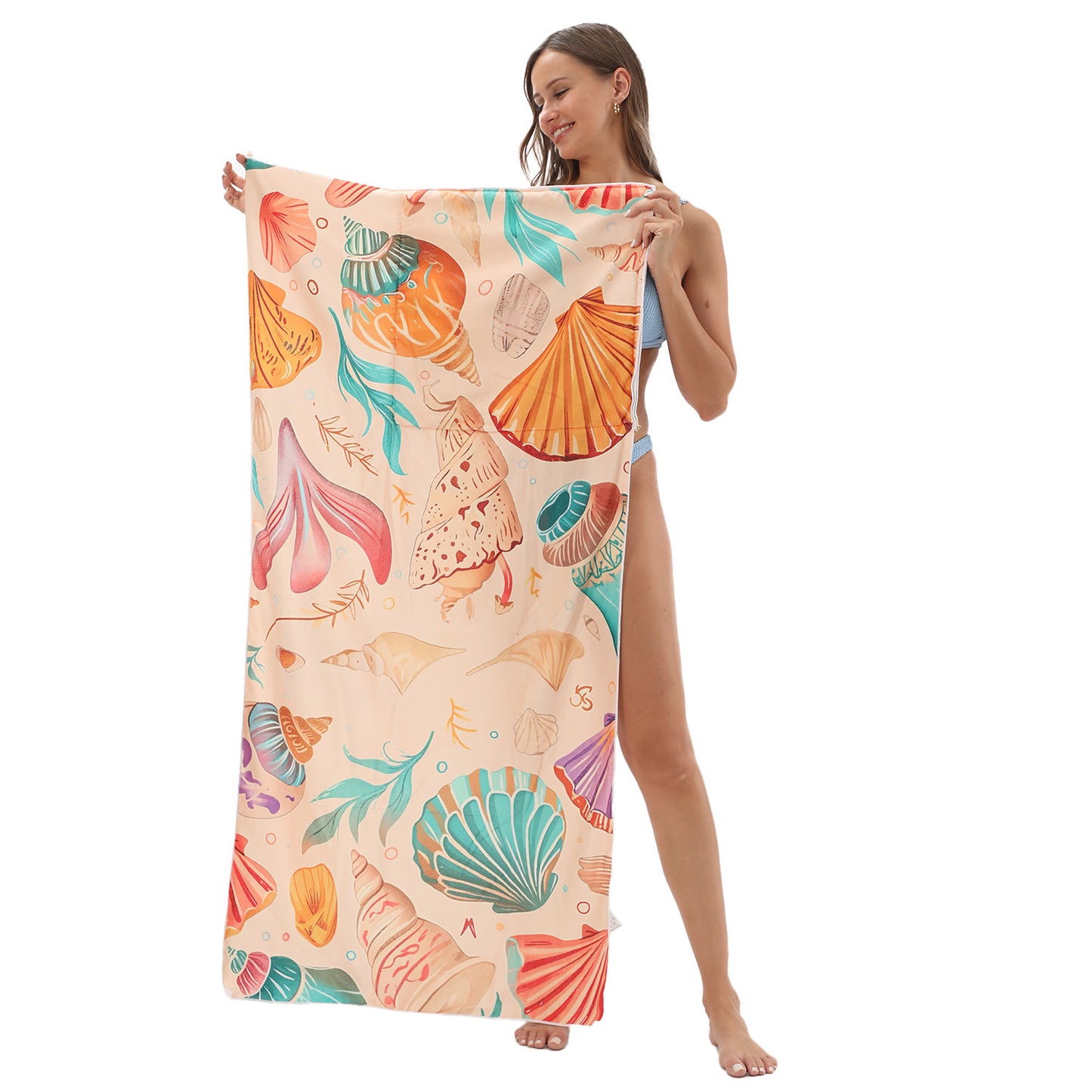 Foldable Beach Towel with Floral Print - Quick-Dry Microfiber