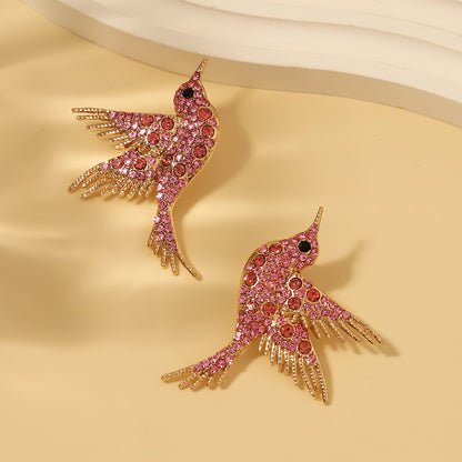 Earrings Bird Rhinestone Embellished Colorful Casual