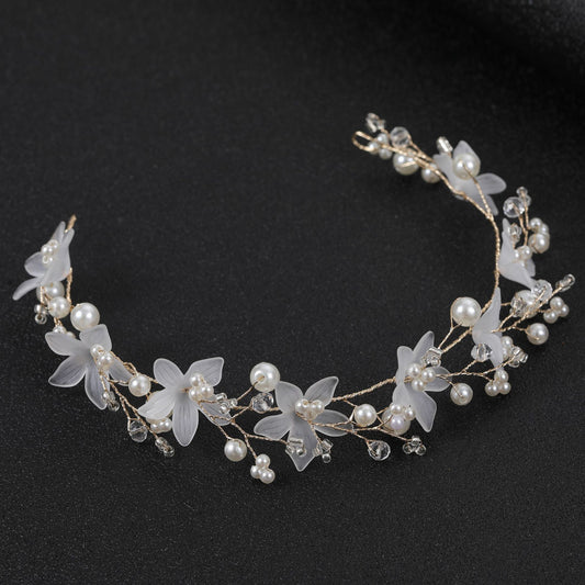 Transparent Handmade Pearl Flower Headband for Brides