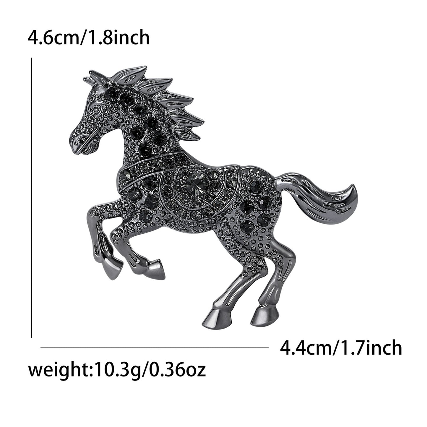 Fashionable Vintage Enamel Horse Rhinestone Brooch