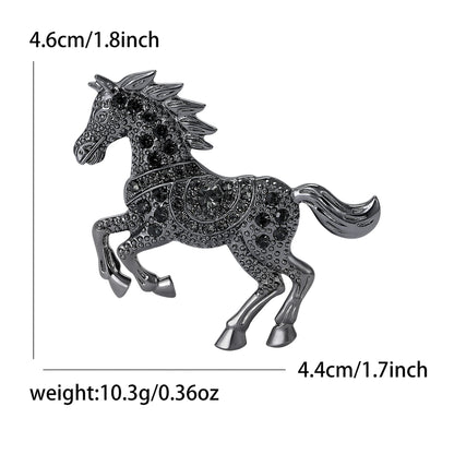 Fashionable Vintage Enamel Horse Rhinestone Brooch