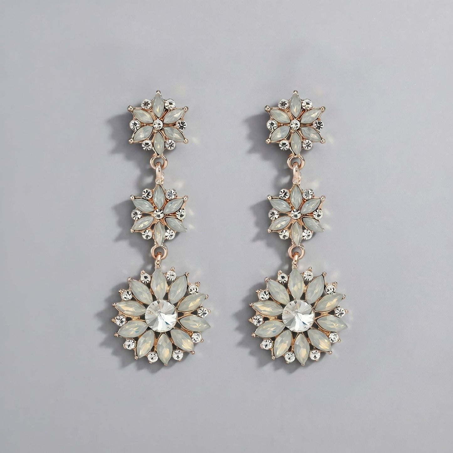 Vintage Floral Alloy Rhinestone Earrings Elegant Daily Drops