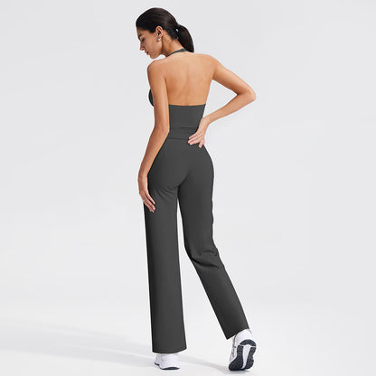 Yoga Relaxed Fit V-Neck Crop Top Set with Removable Cups