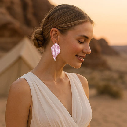 Minimal Luxury Asymmetric Leaf Enamel Stud Earrings