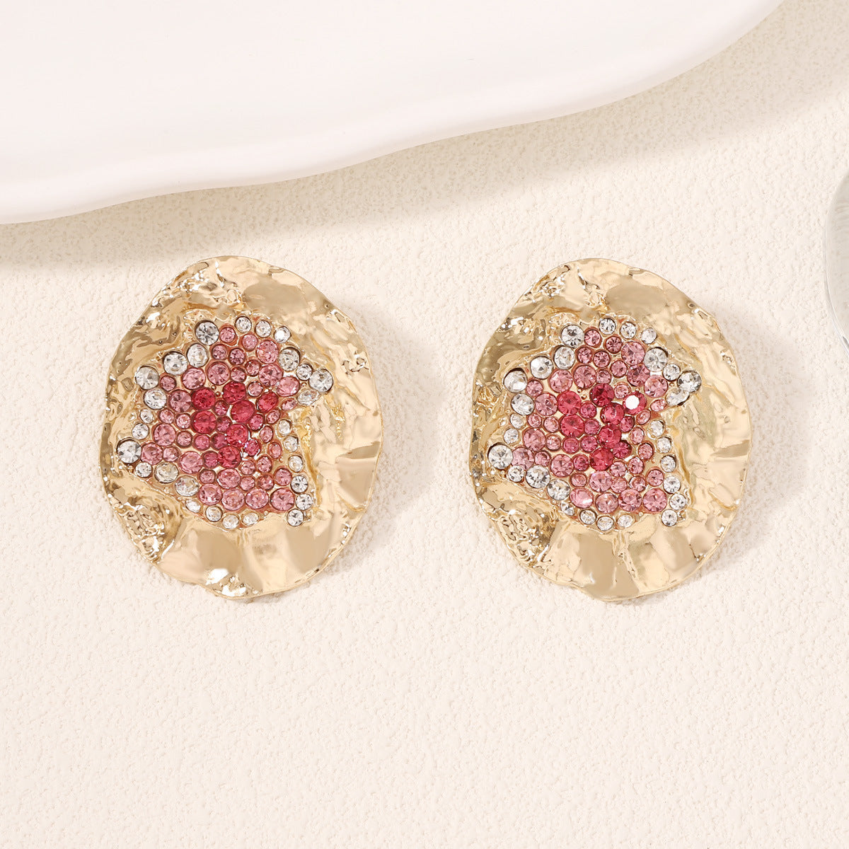 Earrings Oval Geometric Statement Colorful Crystal