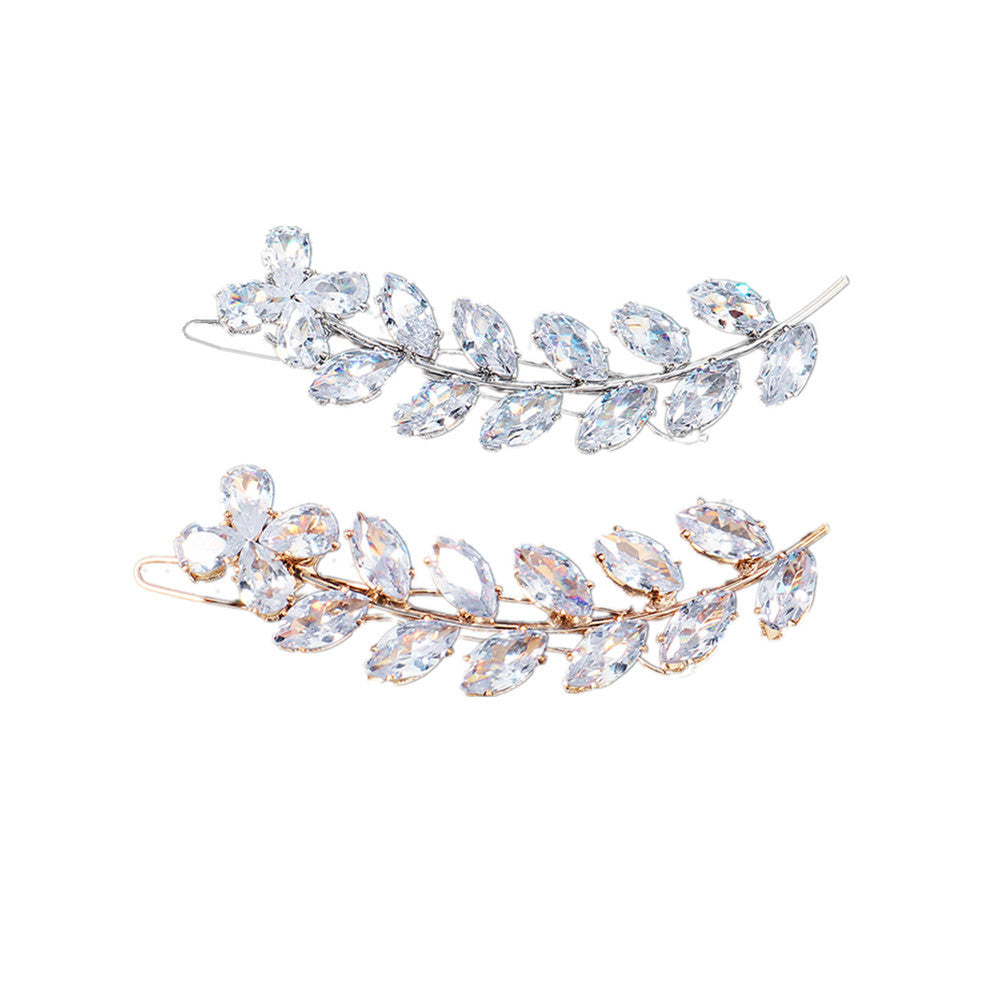 Elegant Rhinestone Hair Clips with Metal Side Pins