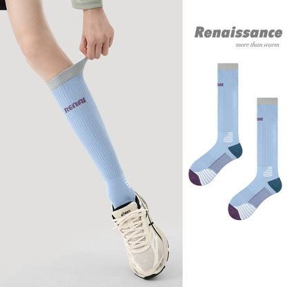 3D Floral Compression Calf Socks Polyester Blend