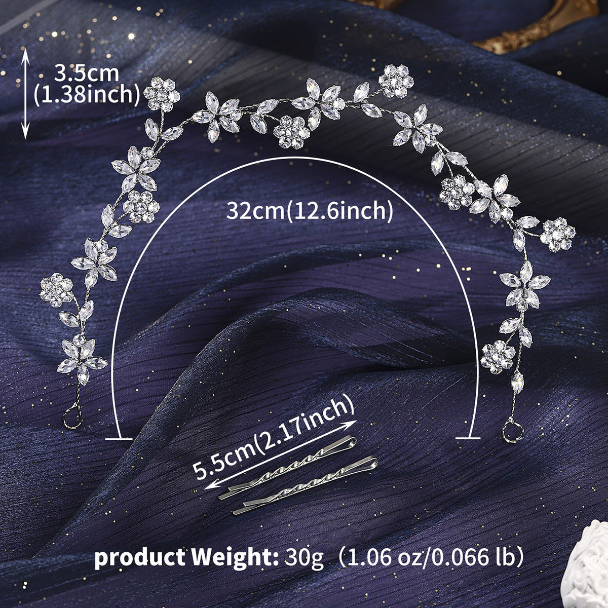 Bridal Crystal Headband Elegant Silver Hair Accessory for Weddings and Parties