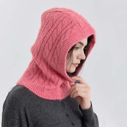 Handmade Wool Blend Knit Beanie with Neck Warmer for Women