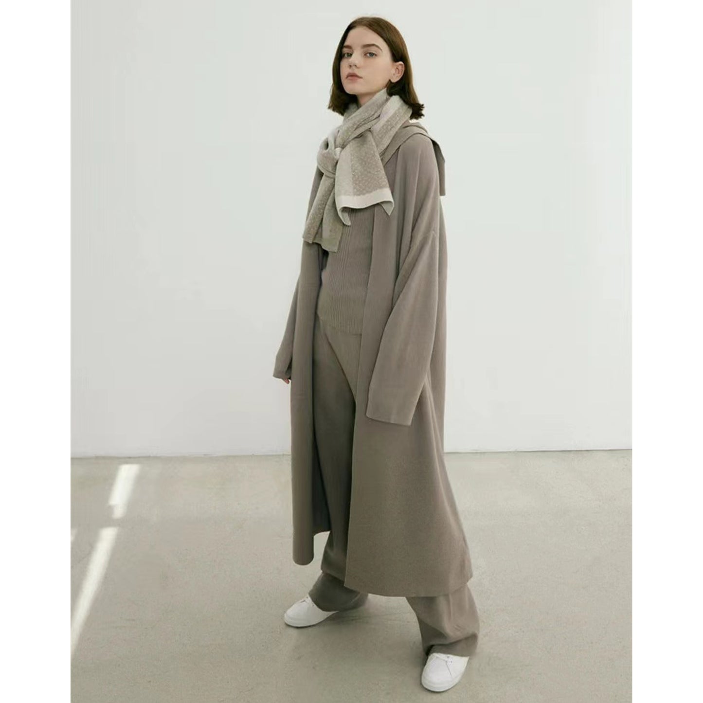 Polka Dot Two-Tone Knit Scarf Cozy All-Season Accessory