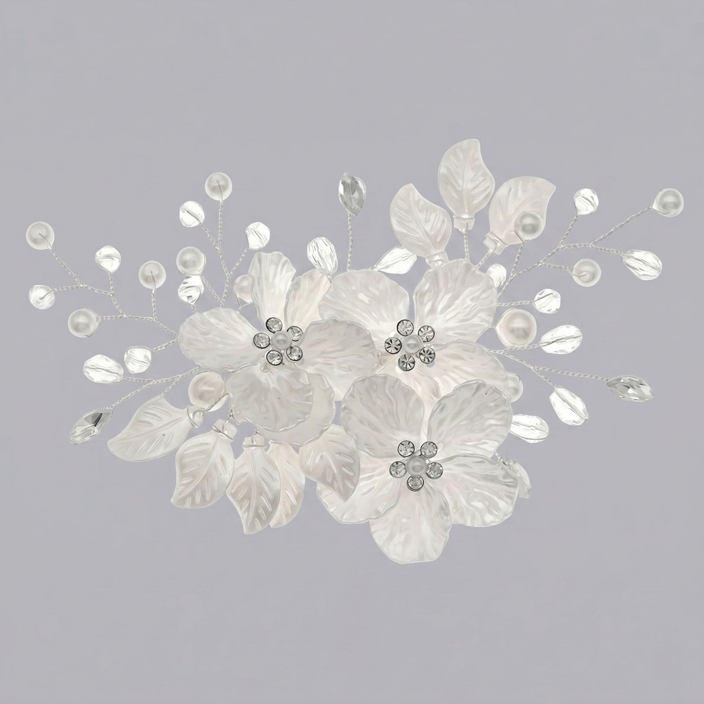 Exquisite Pearl and Crystal Flower Headpiece for Bridal Photoshoots