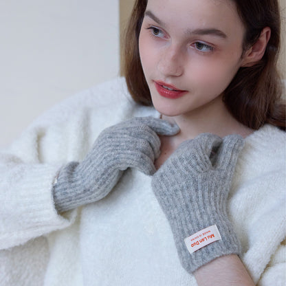 Touchscreen Knit Gloves Cute Solid Color Warm Winter Mittens