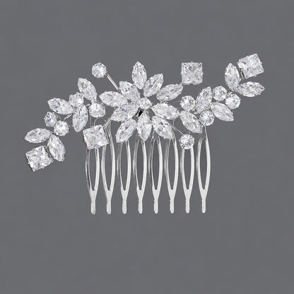 Vintage Floral Zircon Hair Comb Elegant Bridal Headpiece