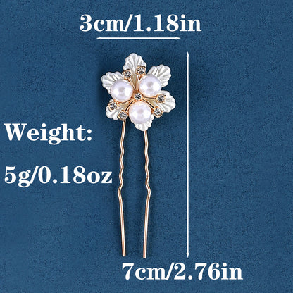 Handmade Pearl Daisy Hairpins U Shaped Hair Fork Bridal Hairpiece