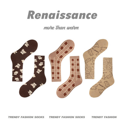 Mid Calf Vintage Gradient Cotton Socks