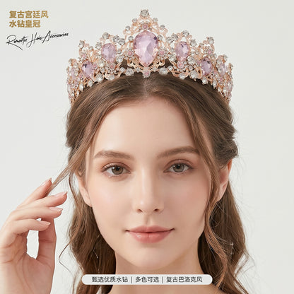 Baroque Vintage Bride Crystal Crown Hair Accessory for Weddings and Parties