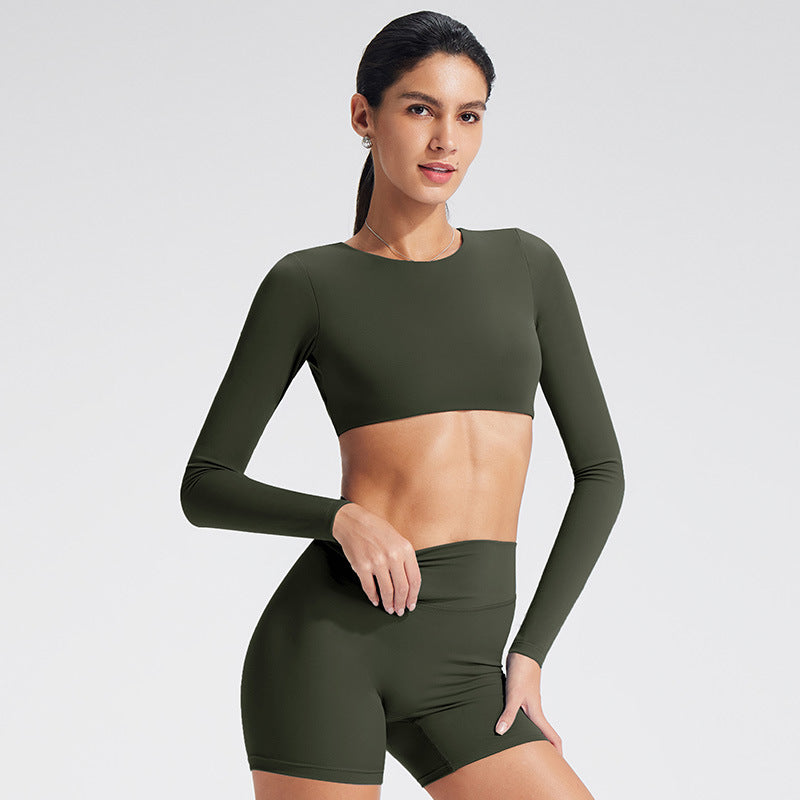 Backless Sports T-Shirt Set with Removable Pads for Women