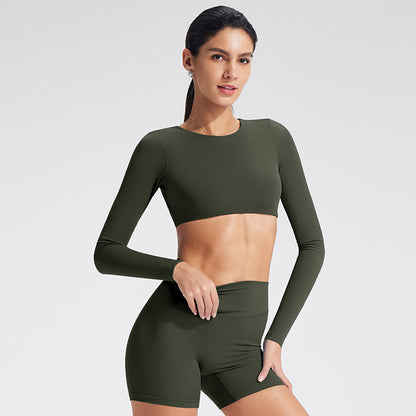Backless Sports T-Shirt Set with Removable Pads for Women